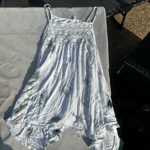 Elegant Lace-Trimmed Tie-Dye Slip Dress